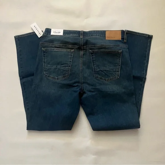 NEW PACSUN TAPERED STACKED STRETCH SKINNY JEANS SIZE 33x30 DARK WASH BLUE - Picture 3 of 3